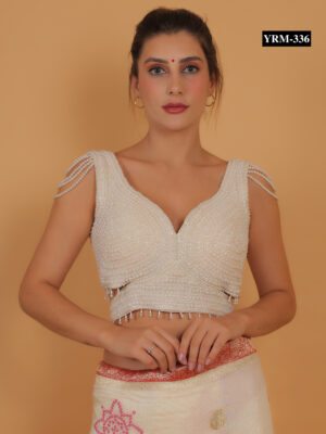 White Pearl Belted Blouse