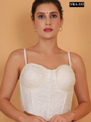 Luxurious White Pearl Work Bridal Blouse