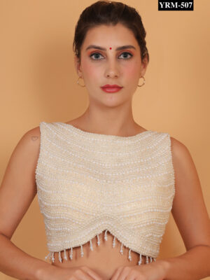Wrapped White Pearl Saree Top