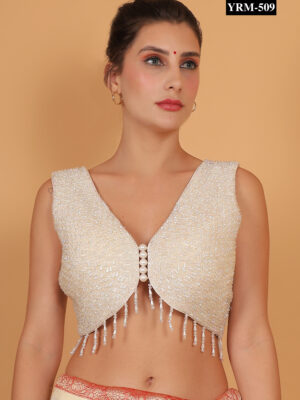 Elegant White Beaded Blouse