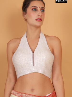 White Pearl Shoulder Cut Top