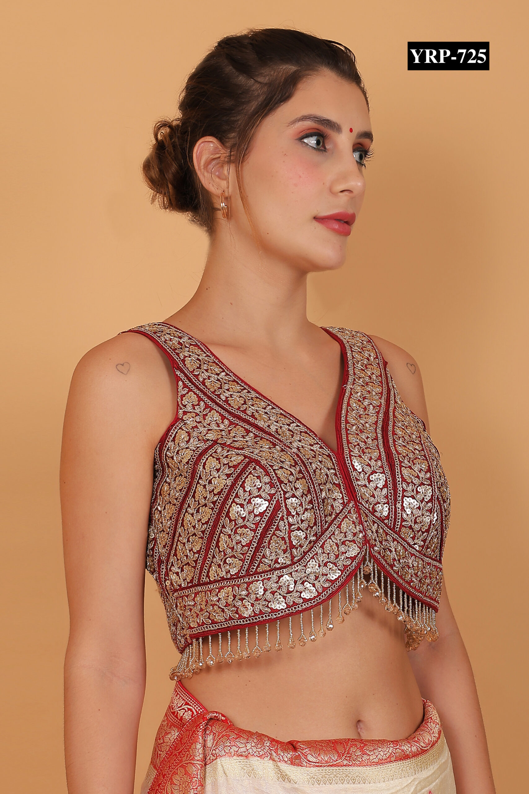 Maroon Gold Tassel Top - Image 5