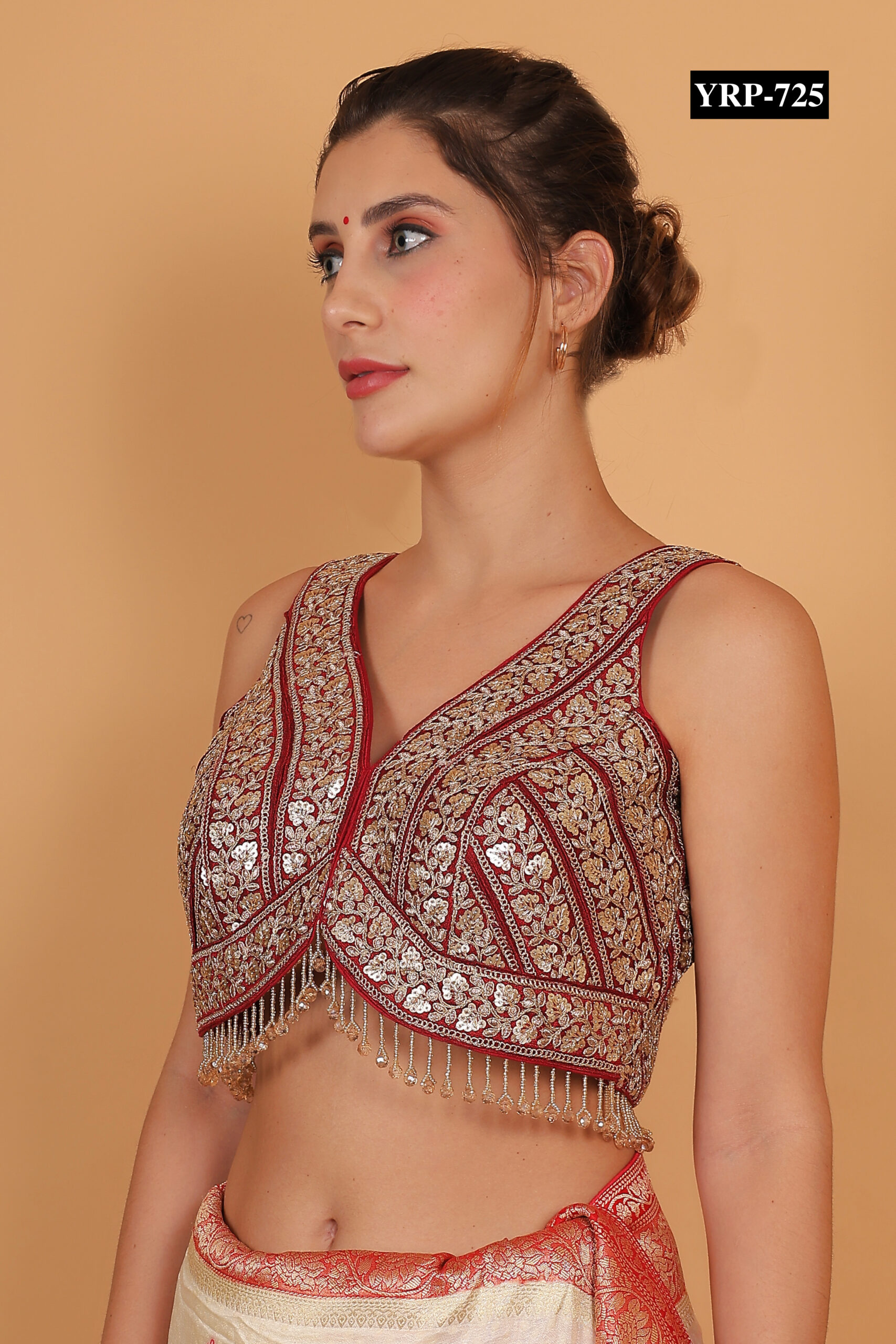 Maroon Gold Tassel Top - Image 6