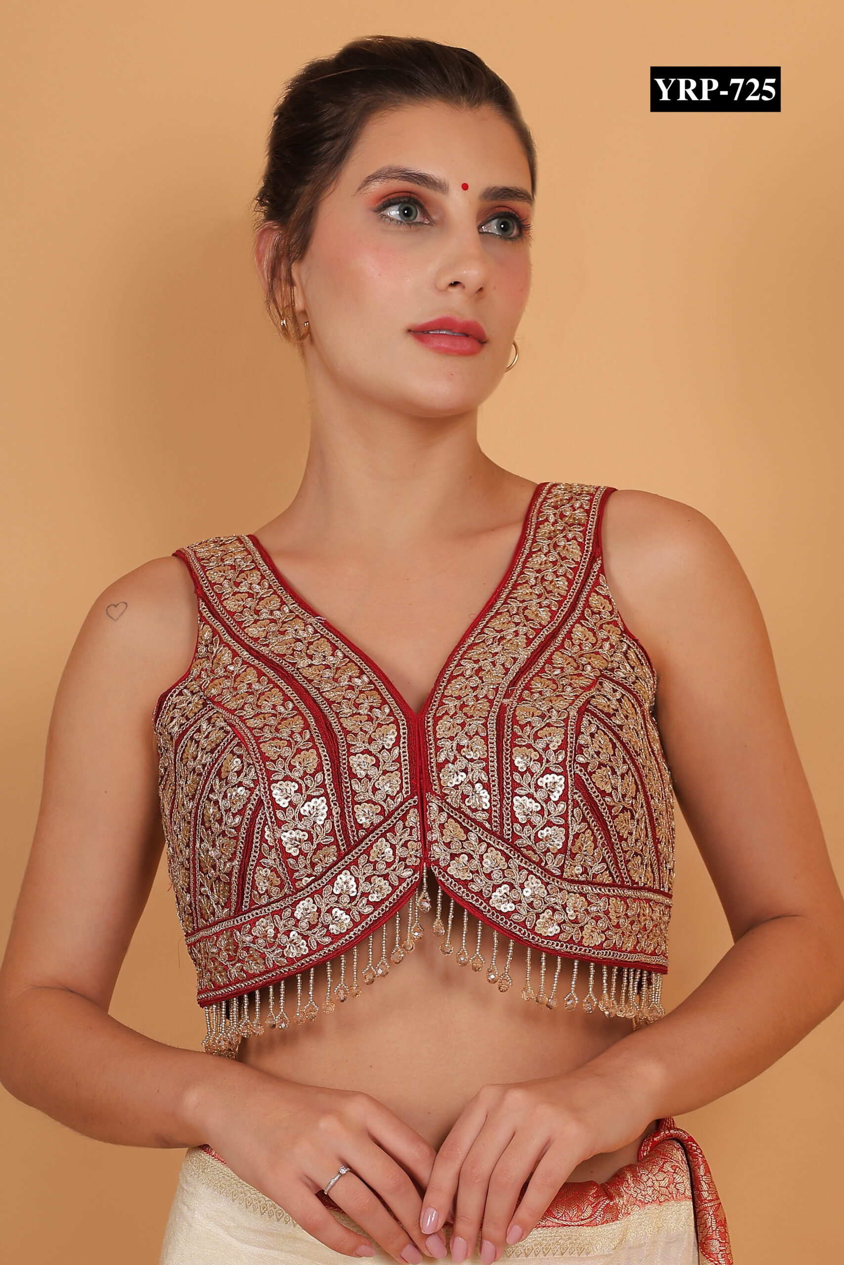 Maroon Gold Tassel Top