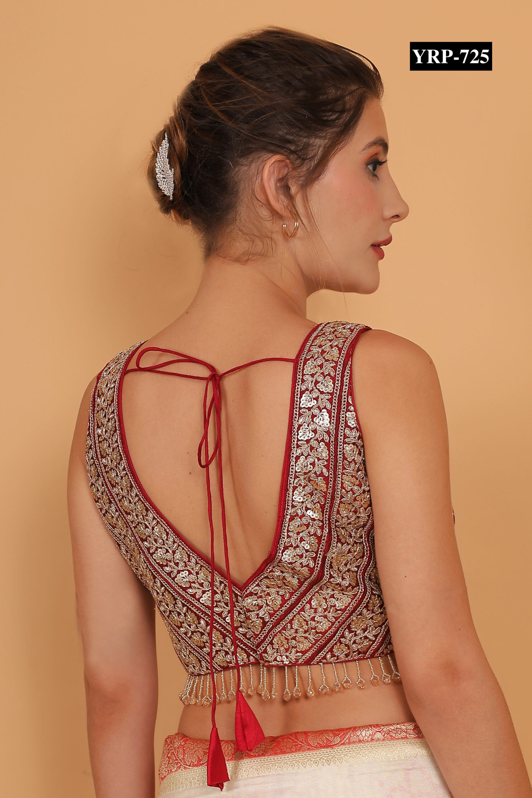 Maroon Gold Tassel Top - Image 3
