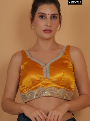 Mustard Silk Embroidered Blouse
