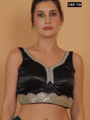 Black Silk Embroidered Blouse