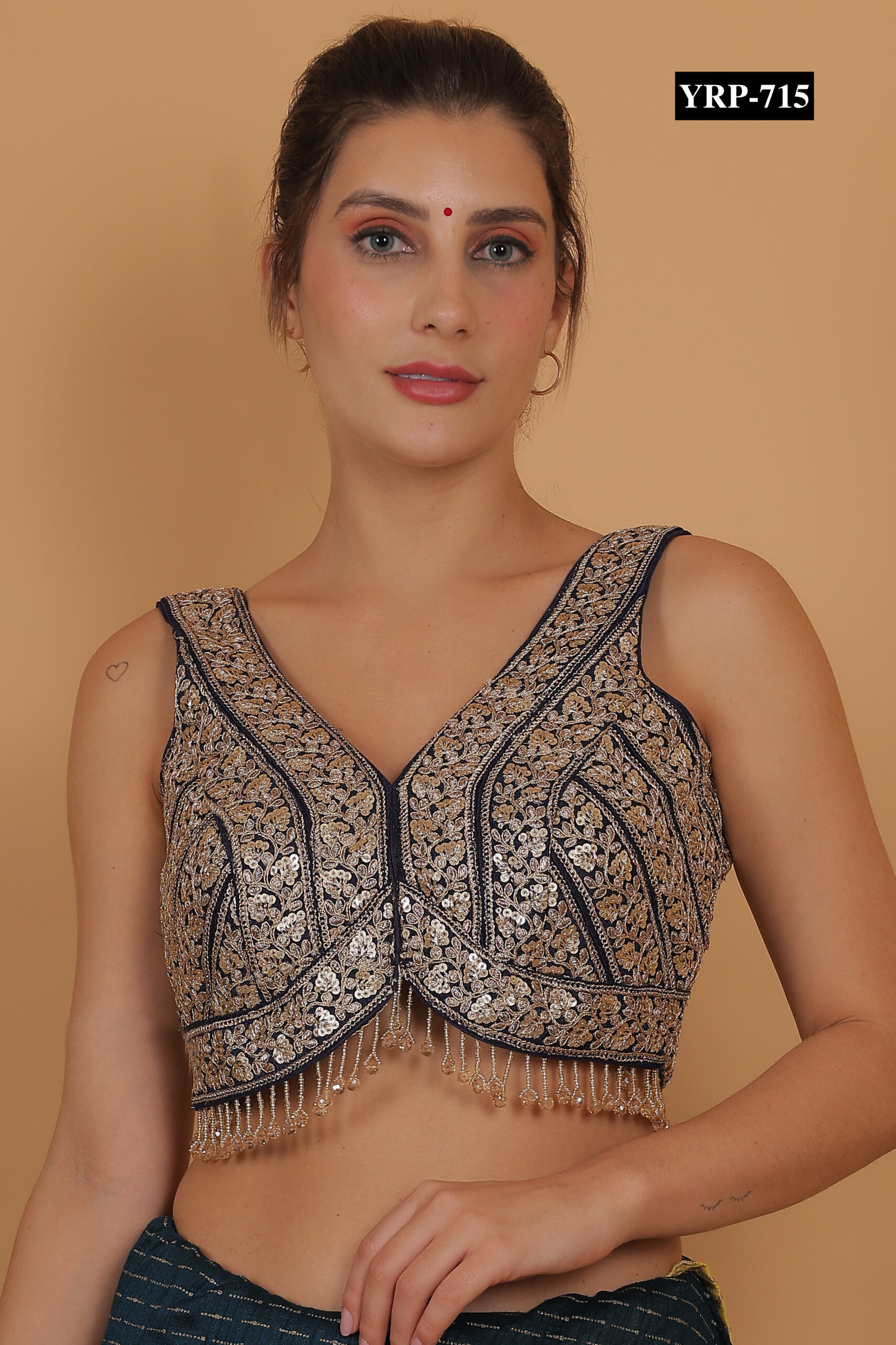 Black and golden Embbroidery blouse - Image 4