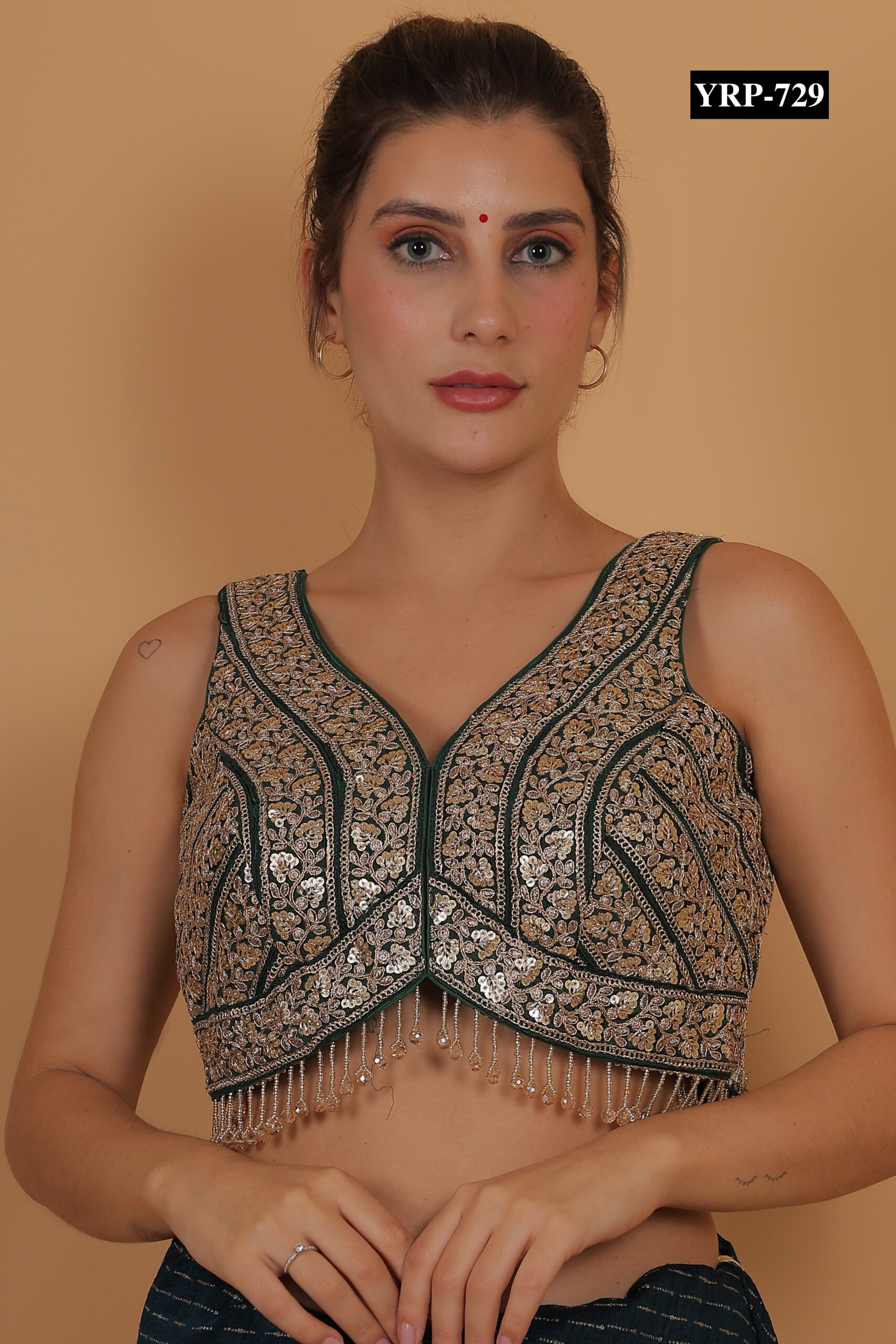 Bottle Green Gold Tassel Top