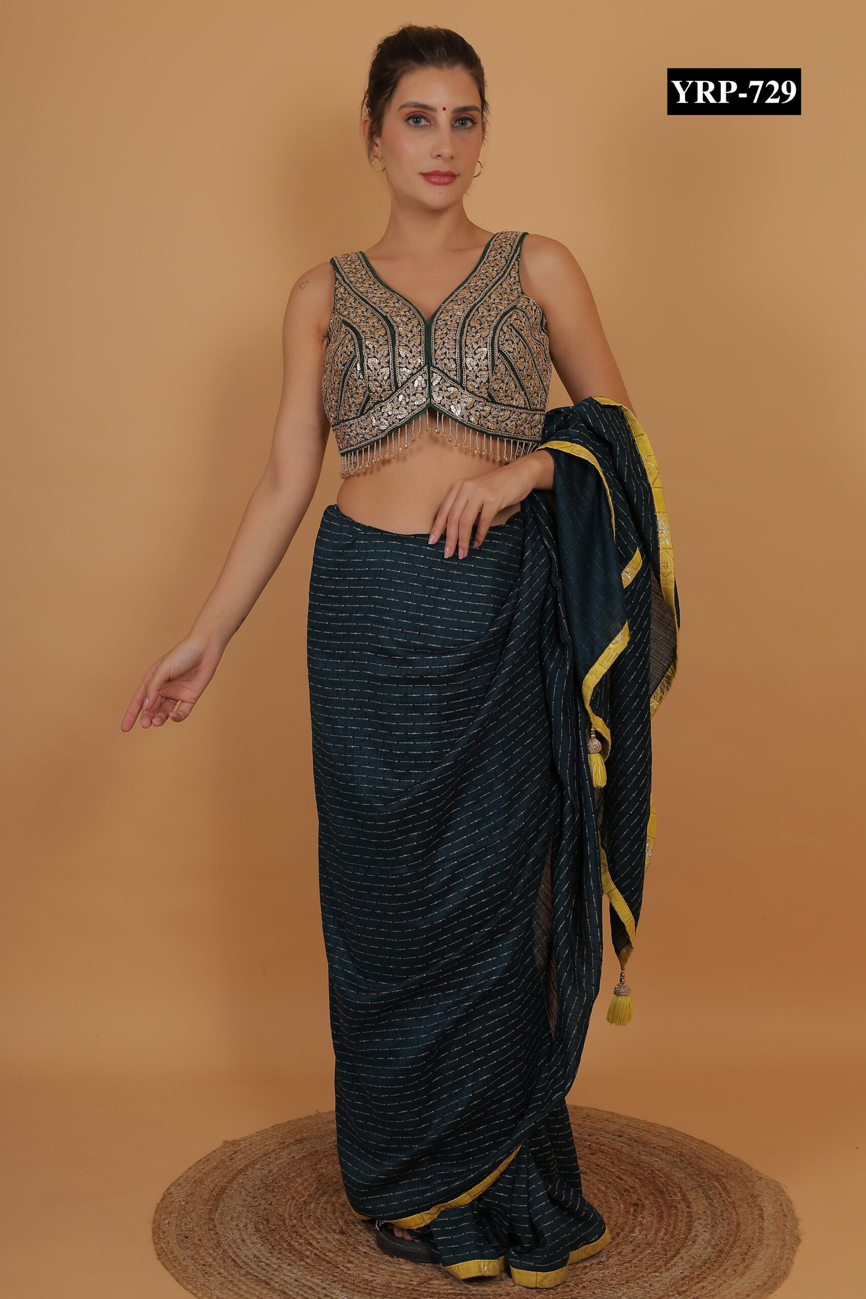 Bottle Green Gold Tassel Top - Image 2